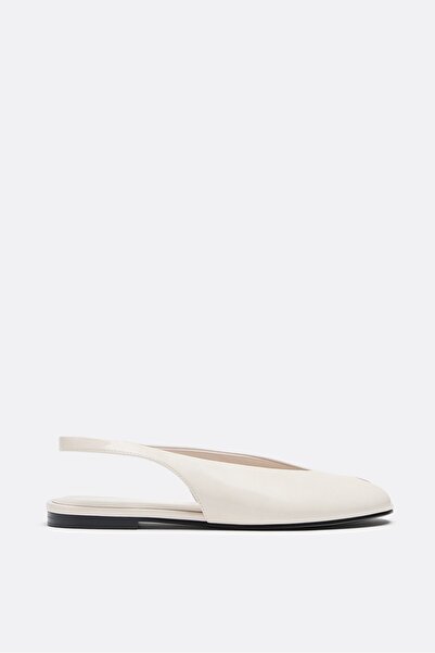 Stradivarius Peep toe suni deri arkası açık babet