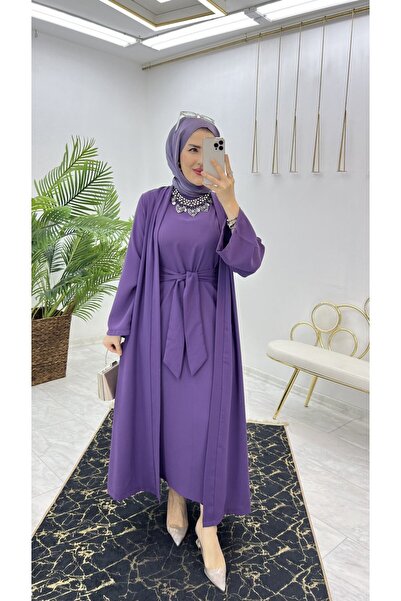 TARZ-I HAS BUTİK Mürdüm Neva Abaya Takım Tesettür Giyim