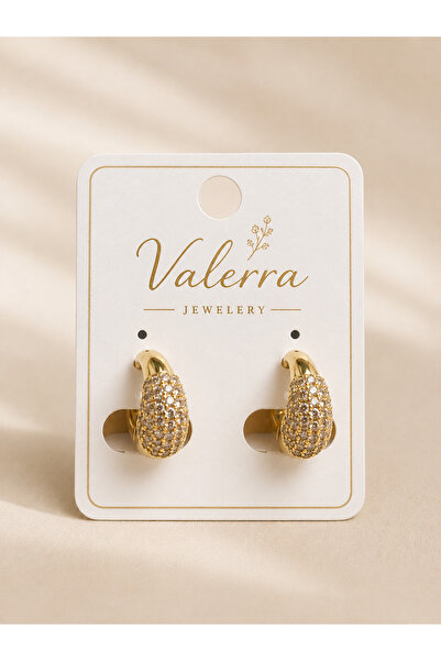 VALERRA Zirkon Taşlı Gold Halka Küpe