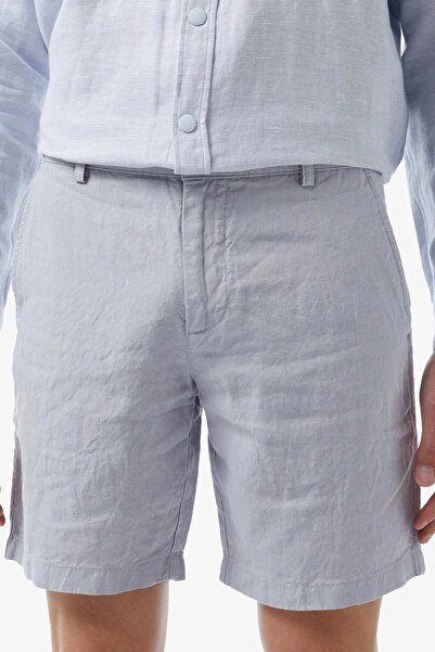 Lacoste Men's Slim Fit Linen Bermuda Shorts Grey Men's Slim Fit Linen Shorts ...