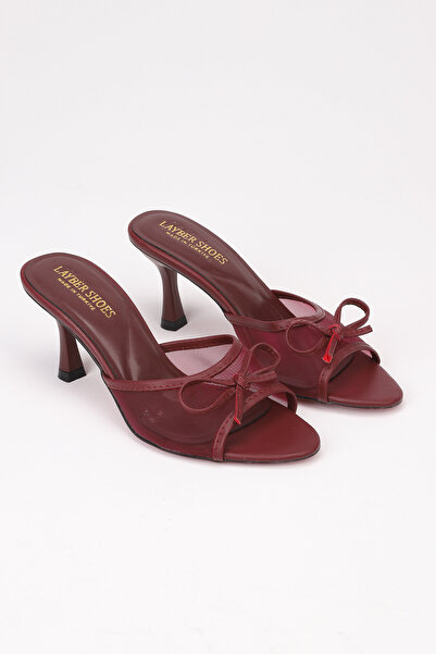 Layber Embroidery Detailed Pointed Toe Thin High Heel Women's Sandals Slippers