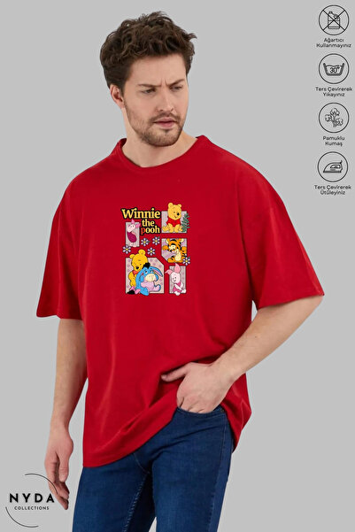Nyda Collections Unisex Crew Neck Winnie The Pooh εμπριμέ βαμβακερό μπλουζάκι...