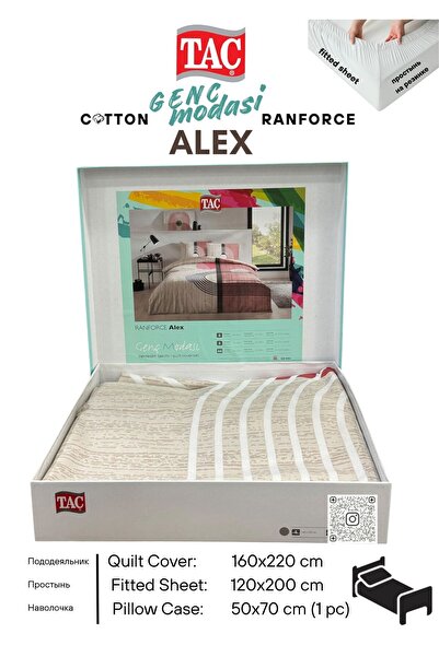 Taç ALEX PEMBE Ranforce Genc modasi Tek Kişilik Nevresim Takım 160x220