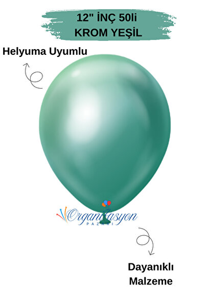 Organizasyon Pazarı Pack of 50 Balloons Chrome Green 12 Inch Decoration Party...
