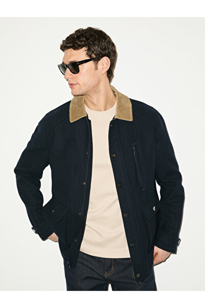 Cacharel Navy Blue Cashmere Coat 50311481-Vr033