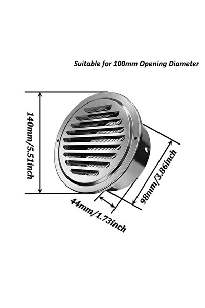 Choice 100mm Stainless Steel Exterior Wall Air Outlet Grille Round Pipeline A...