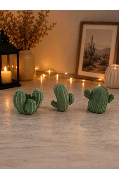 Ceku Home 3'lü Dekoratif Kaktüs Obje Set