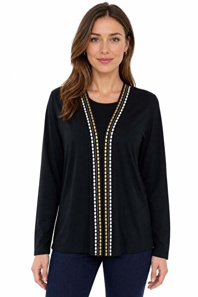 Desen Triko Women's Embroidered and Stone-Embellished Combed Cotton Cardigan ...