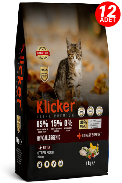 klicker YAVRU KEDİ MAMASI TAVUKLU 12x1 KG