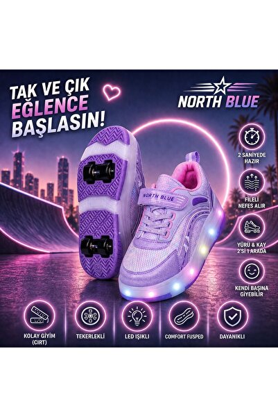 NorthBlue Ledli Tekerlekli çocuk paten spor ayakkabı