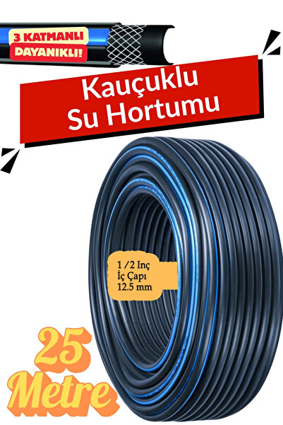 KAYRA LEATHER CRAFT Termo Kauçuklu Bahçe Hortumu 25 Metre Dayanıklı 3 Katlı S...