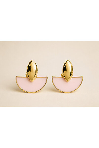 POYASE Gold Detailed Light Aqua Green Powder Pink Mine Earrings Geometric Mod...