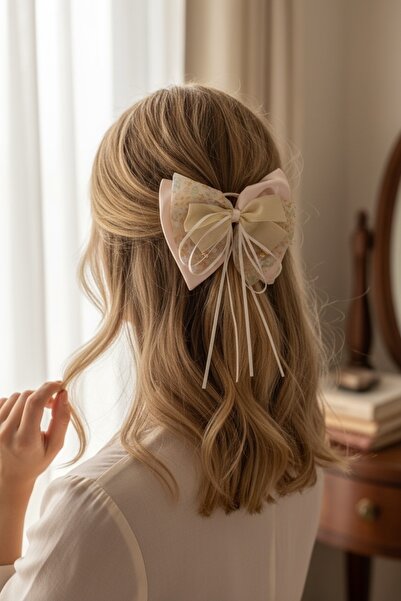 FAYRA ACCESSORIES Bowknot Buckle Satin and Chiffon Fabric Crystal Beaded Buckle
