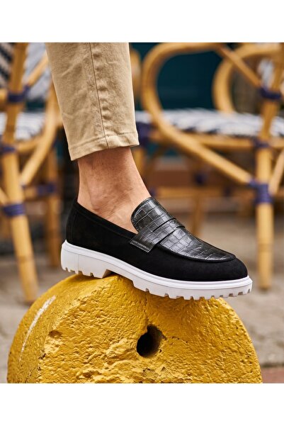 EXCLUSIVE STYLE Mocasini maro din piele neagră cu talpa alba - SKIN