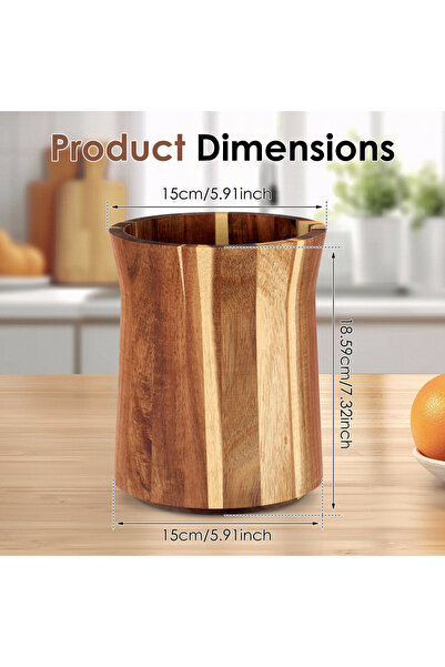 Choice1 Large-1Pc 360° Rotating Utensil Holder Wood Kitchen Tableware Storage...
