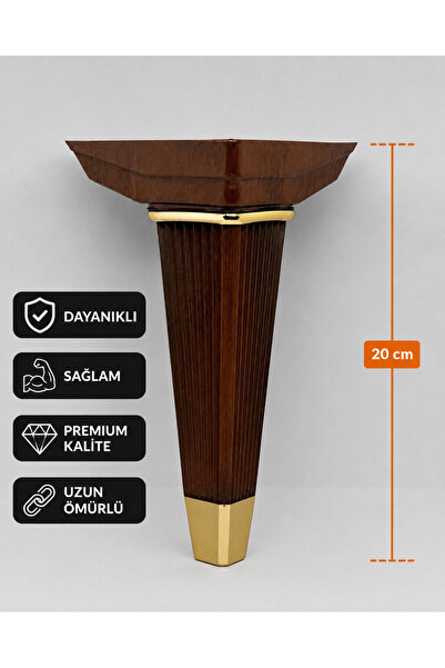NILAKS ÇİZGİLİ YILDIZ 20 CM AYAK / KAHVE-GOLD - 4 ADET - ÜNİTE , BERJER , KOL...