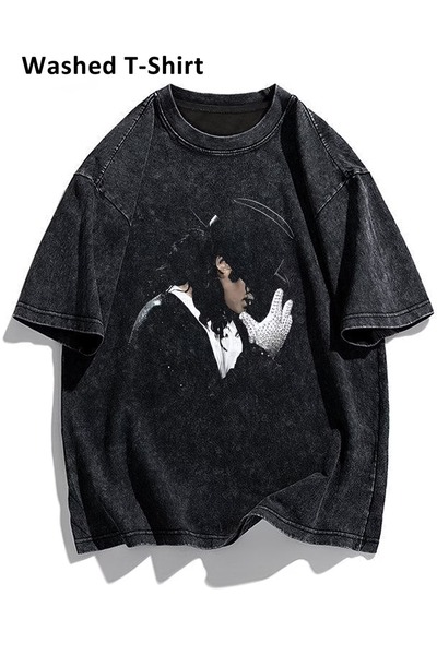 Le Savu Micheal Jackson Printed Washable Vintage Unisex Oversize T-Shirt
