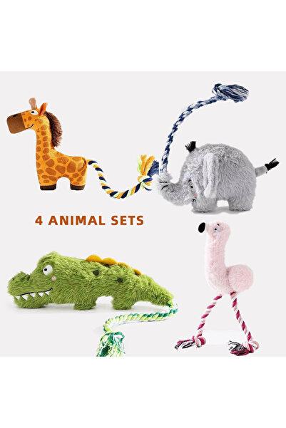 Choice 4 animal sets Pet Crocodile Chew Knotted Indestructible Plush Raw Dog ...