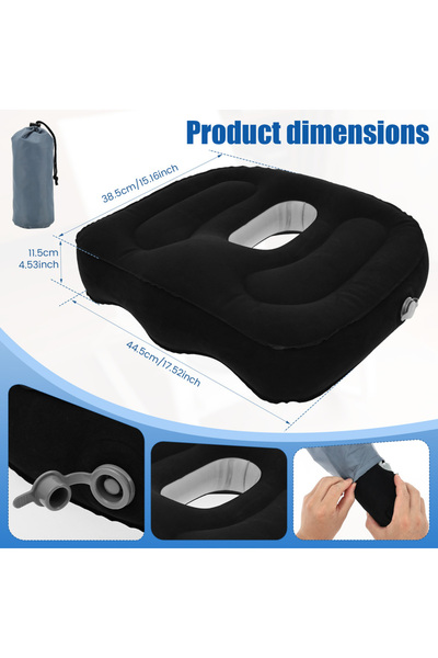 Choice Black-1Pc Inflatable Seat Cushion High Elasticity Perforated Pressure ...