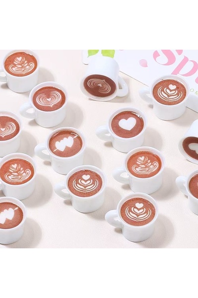 Choice1 20PCS 5/10/20pcs Miniature Coffee Cup Charms With Latte Art Design Fo...