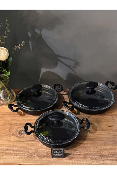 şirineşyalarım Star 3-Piece Cast Granite Pot Set with Lid