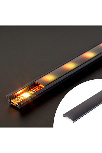 Phenom Capac profil aluminiu LED 2 m negru, difuzor policarbonat pentru profi...