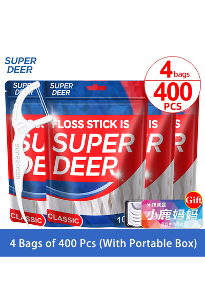 Choice4 4 Bags 400Pcs 1000Pcs Family Size Fawnmum Twin-Line Dental Floss Toot...