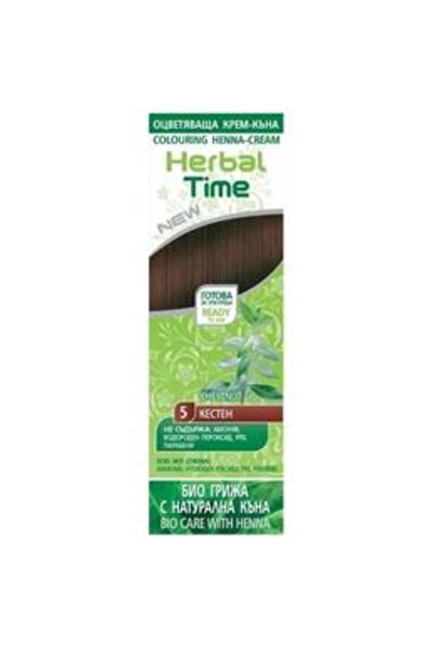 Rosa İmpex Crema Coloranta pe Baza de Henna Herbal Time, nuanta 5 Chestnut, 75ml