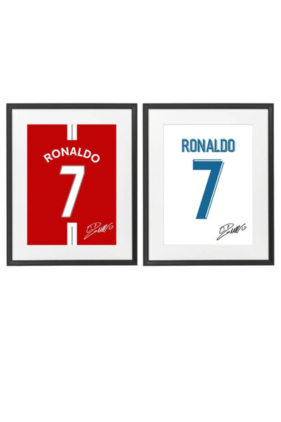 Boomah Accessories Set of 2, Cristiano Ronaldo Autographed Jersey - Framed Po...