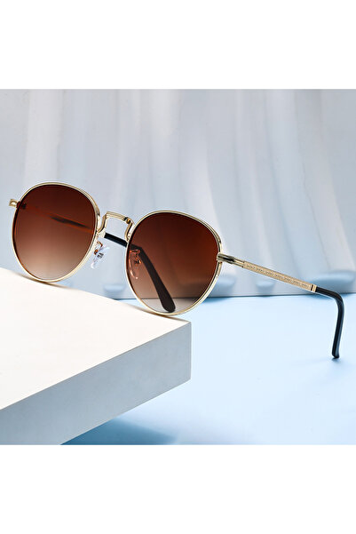 choice2 Brown Metal Elliptical Frame Sunglasses For Women, Small Frame, Retro...