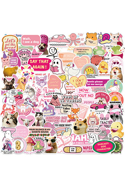 Choice1 50PCS 50/100PCS Pink MEME Funny Cartoon Graffiti Stickers DIY Phone G...