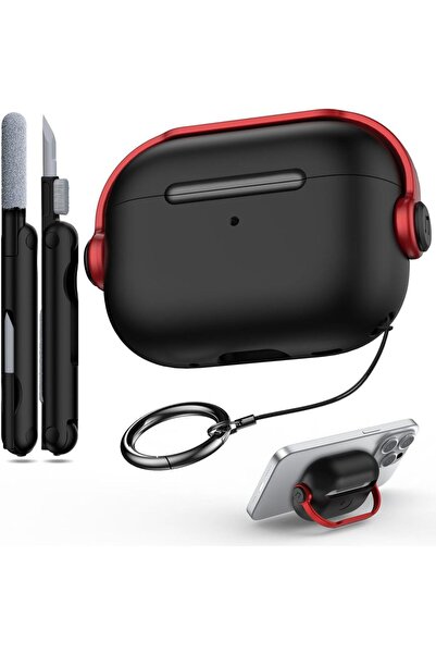 Choice حافظة سماعات AirPods Pro 3 باللونين الأحمر والأسود مع قفل آمن وتصميم س...