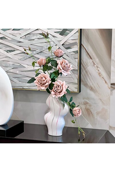 MirageBotanics Cream Nordic Style White Color Bohemian Ceramic 30 cm Cube Vas...