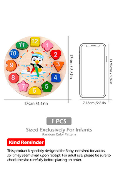 Choice Wooden clock Wooden Clock Puzzle Montessori Time Telling Shape Number ...