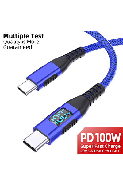 choice2 3M 1PC Blue USB C to Type C LED Display Cable 1M 2M 3M Fast charger C...