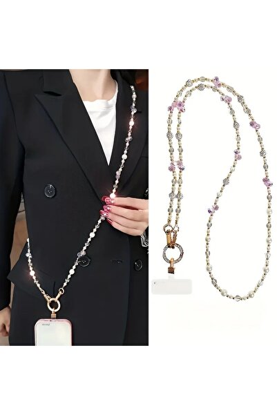 Choice Yu Elegant Long Phone Strap with Shiny Beads, Adjustable and Durable P...