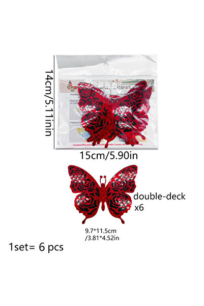 Choice 6PCS PJD4013-ZC Butterfly Decorative Stickers3DValentine's Day Series ...