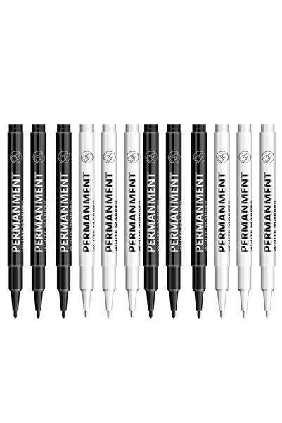 Choice6 Mix-12 Pcs 3/6/12 Pcs Waterproof Marker Pen White Black Inks 2mm Tip ...