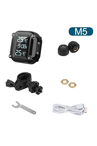 Choice1 M5 Motorcycle TPMS Solar Power Tire Pressure Monitor Real Time Tire P...