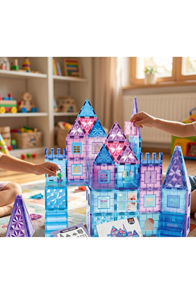Playaks 102 Parça 7,5 Cm Manyetik Yapı Blokları Magnetic Tiles STEM Eğitici Z...