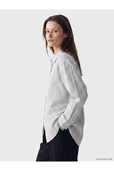 LC Waikiki Nevavm Striped Linen Blend Women's Shirt with a Difference
