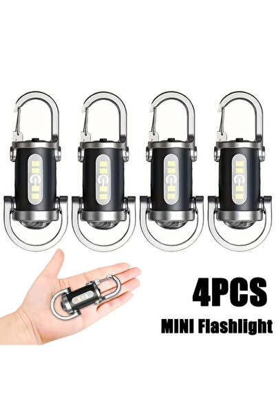 Choice 4PCS Mini Keychain Flashlight USB Rechargeable Pocket COB Work Light O...