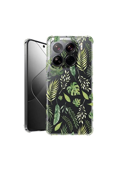 bestcase ¬Æ Husa pentru Xiaomi 15, Anti Shock 1.5MM, Green leafs, Protectie c...