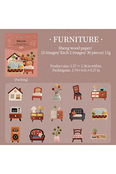 Choice7 حزمة واحدة من ملصقات C Furniture المزخرفة، سلسلة Cozy Items، 6 تصاميم...
