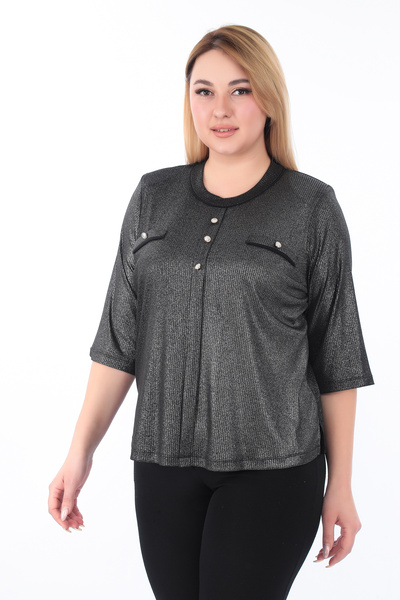 KİFAYET Plus Size Crew Neck Glitter Lycra Short Sleeve Evening Dress Women's ...