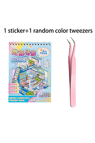 Choice B0095-A 1 sticker+1 random color tweezers, creative and fun 3D scene s...