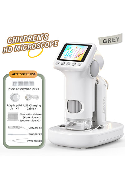 Choice1 Grey 1600X Handheld Microscope 2 Inch Screen Children Magnifier Lens ...
