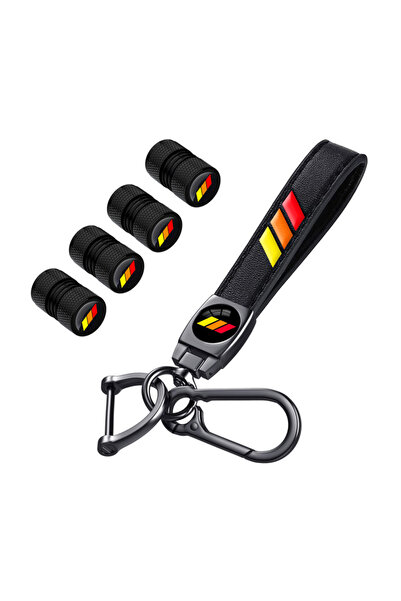Choice1 YELLOW 5Pcs Leather Keychain for Toyota Tacoma 4Runner Tundra TRD Cam...