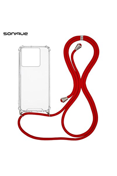Sonique Θήκη Σιλικόνης με Κορδόνι Armor Clear Xiaomi Redmi Note 13 5G Κόκκινο