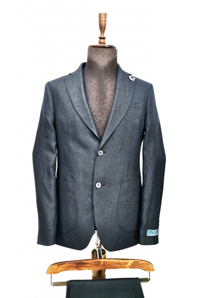 AMONCE Walter navy blue Slim Fit linen men's suit